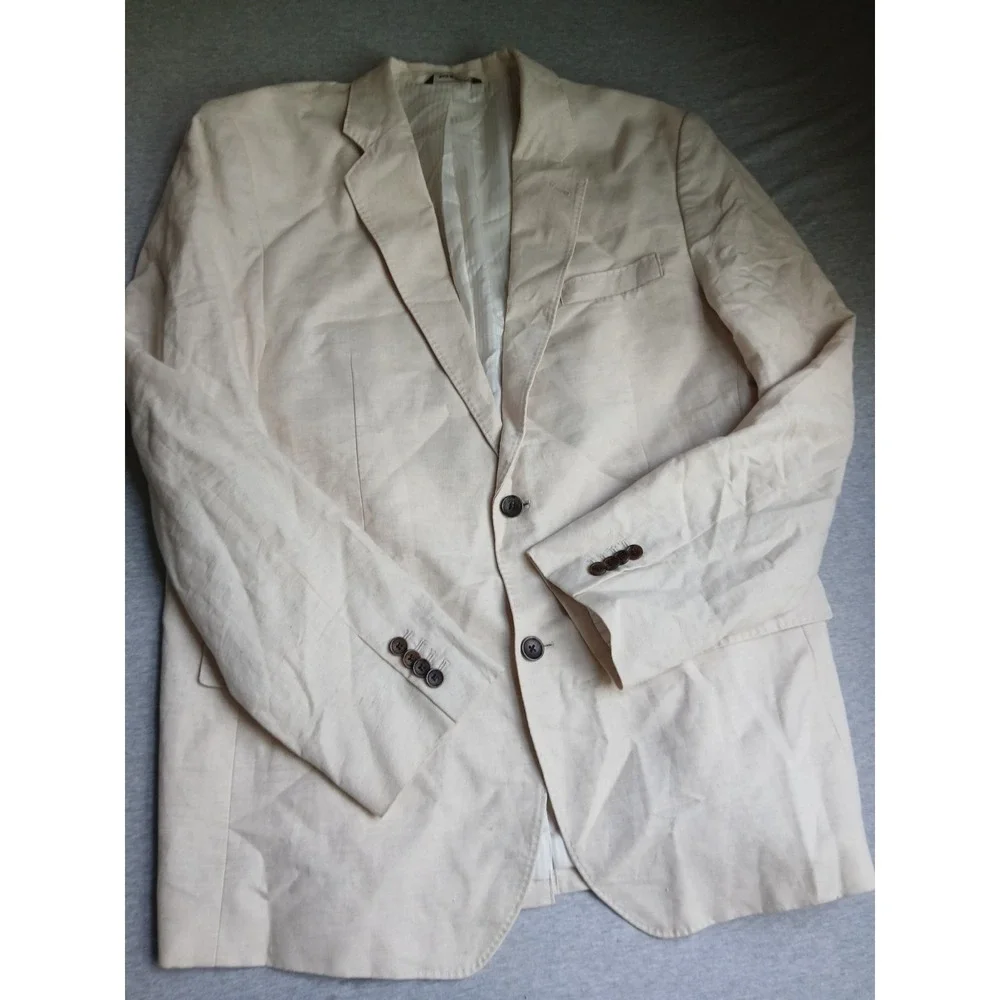 Banana Republic Blazer Mens 46 R Linen Flax Two Button Notch Collar Classic Fit